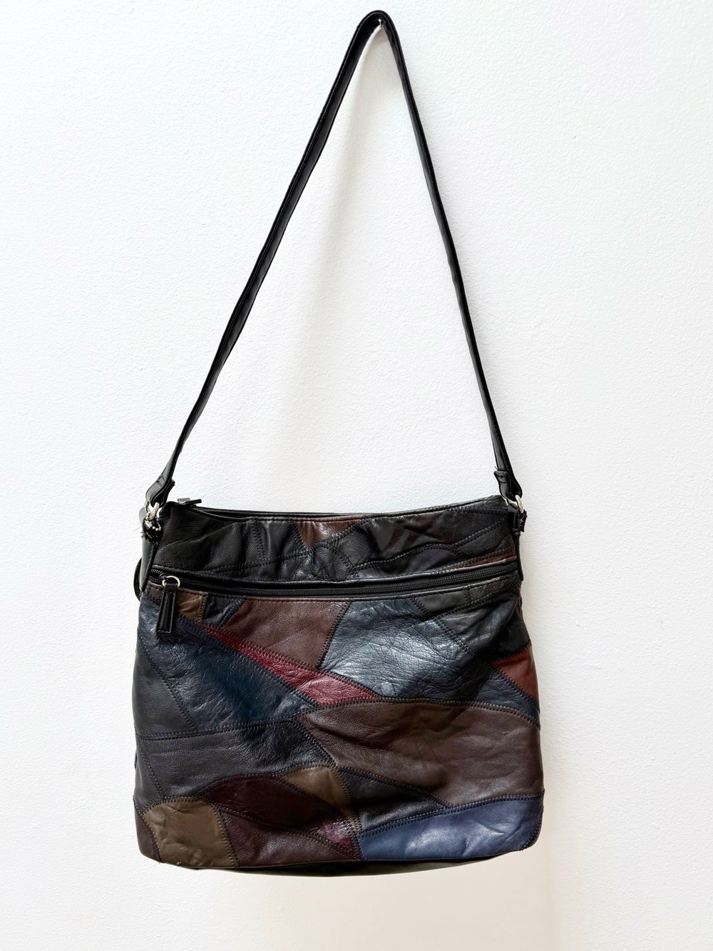 Genuine Leather Slouchy Boho Patchwork Shoulder Bag By Jaclyn Smith